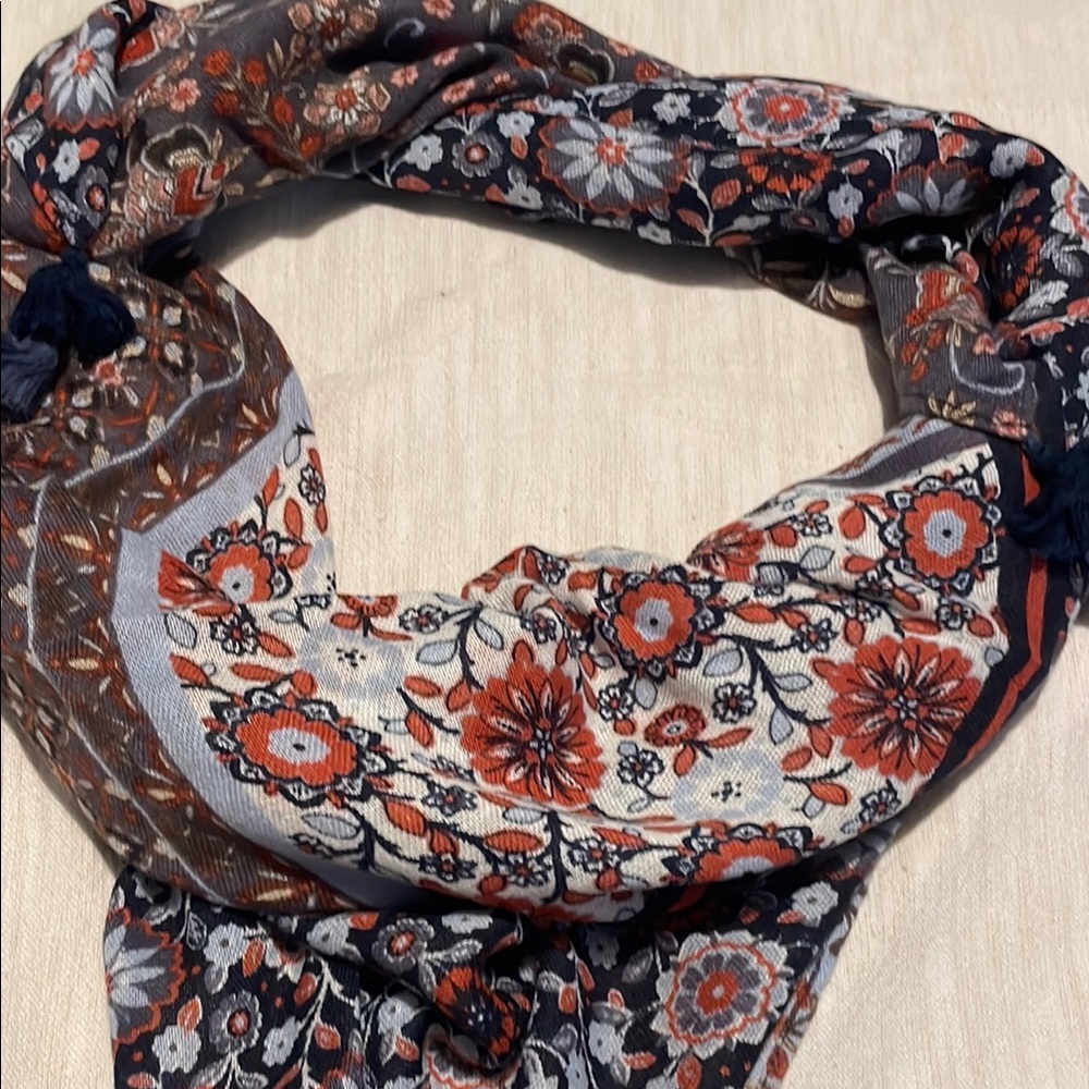 J. Jill Blue and Orange Floral Scarf